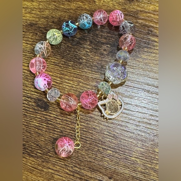 Multicolor Beaded Bracelet with Gold Accents - Picture 1 of 5